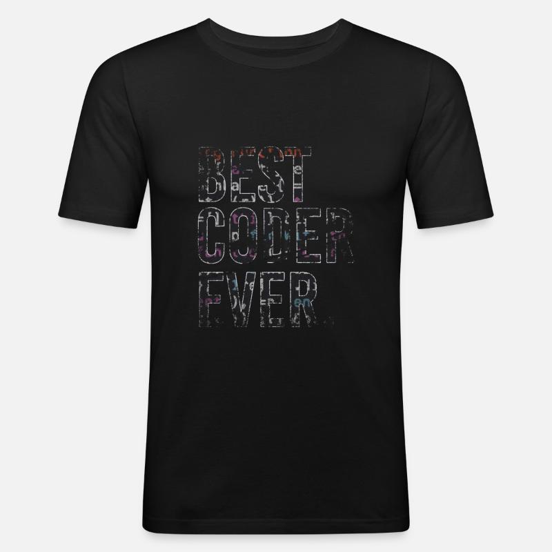 Best Coder Ever Coding - Männer Slim Fit T-Shirt - Schwarz