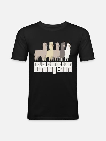 Alpaka Herde - Männer Slim Fit T-Shirt - Schwarz