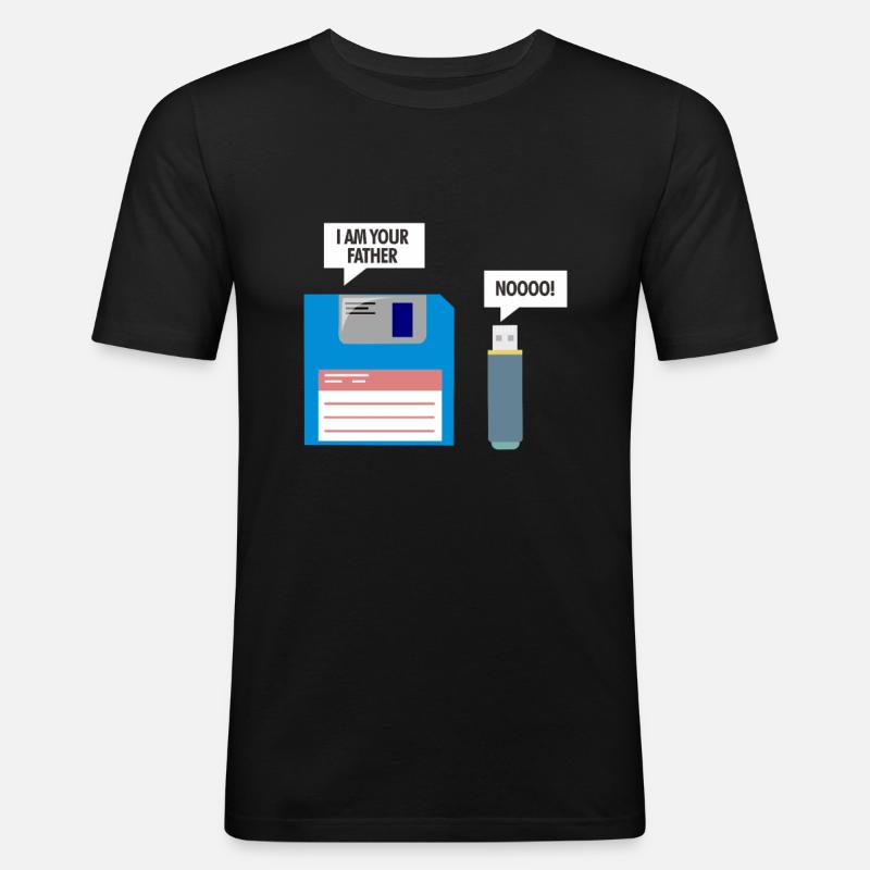 Floppy disk and USB - Men's Slim Fit T-Shirt - black