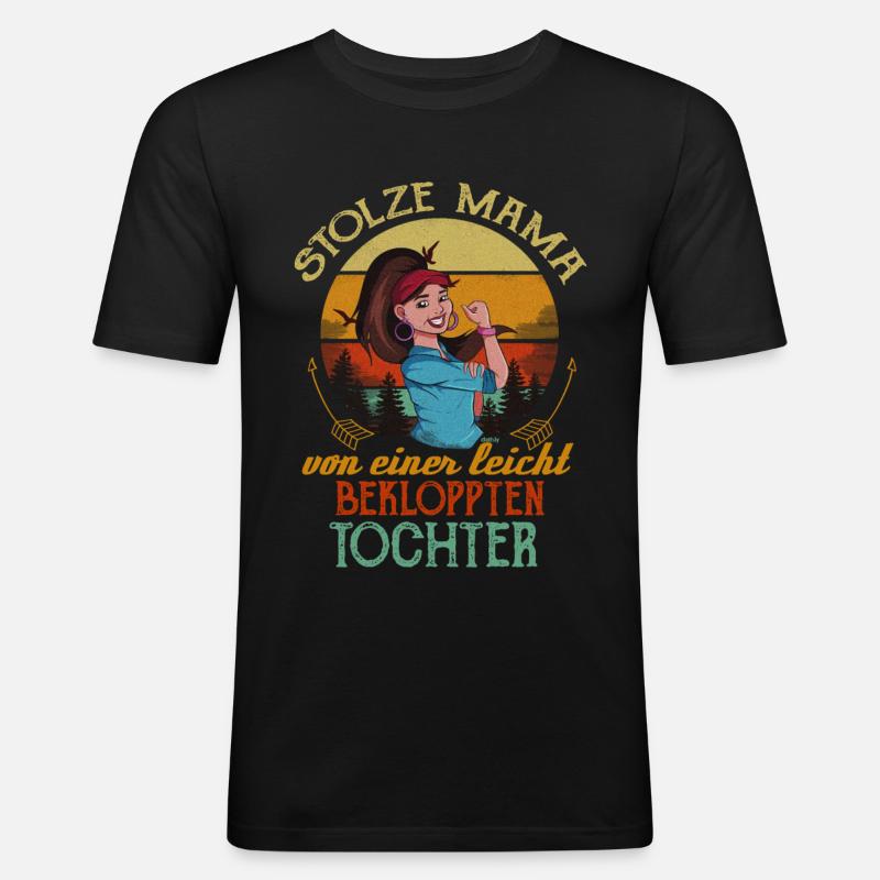 Stolze Mama Mutter Tochter Eltern - Männer Slim Fit T-Shirt - Schwarz