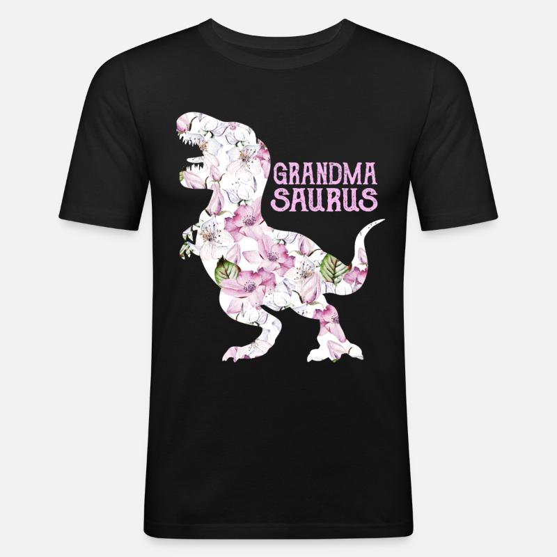 Oma Saurus - Männer Slim Fit T-Shirt - Schwarz