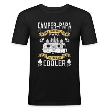 Camper Papa Camping Vater Hobby - Männer Slim Fit T-Shirt - Schwarz - Vorne - Nik (191cm)