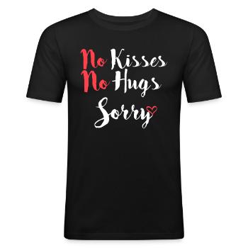 Pas de bisous - T-shirt près du corps Homme - noir - Devant - Nik (191cm)