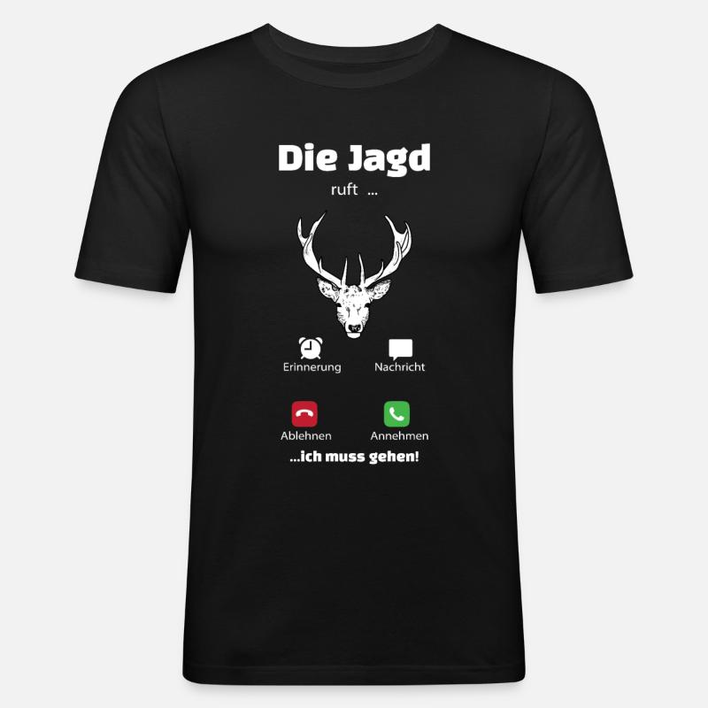 Jagd ruft Geschenk Jäger - Männer Slim Fit T-Shirt - Schwarz