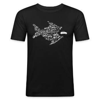 Fahrrad Fisch frisst PKW Auto - Umweltschutz Bike - Männer Slim Fit T-Shirt - Schwarz - Vorne - Nik (191cm)