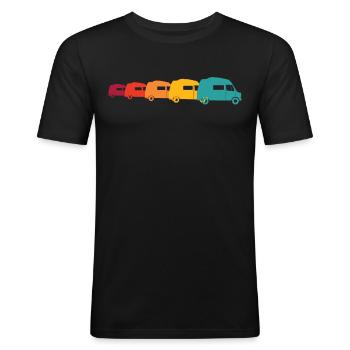 transport, fourgonnette, camping-car - T-shirt près du corps Homme - noir - Devant - Nik (191cm)