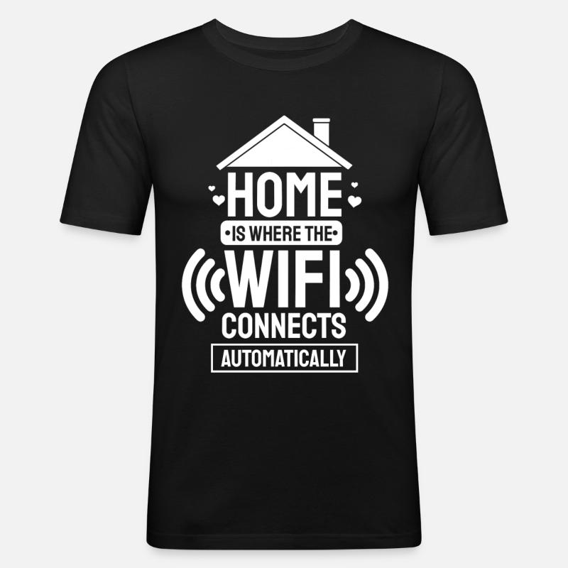 Wifi-Wireless-Internet-Nerd-Geschenk - Männer Slim Fit T-Shirt - Schwarz
