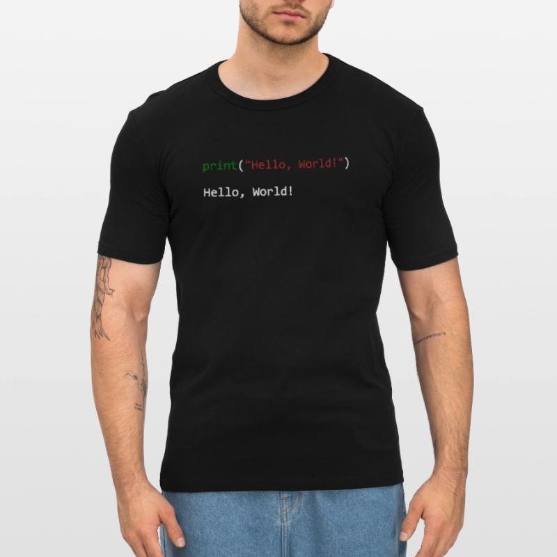 Programmeur de python cadeau Hello World T-shirt près du corps Homme