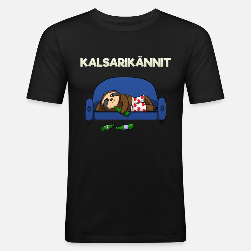 Kalsarikännit - Männer Slim Fit T-Shirt - Schwarz