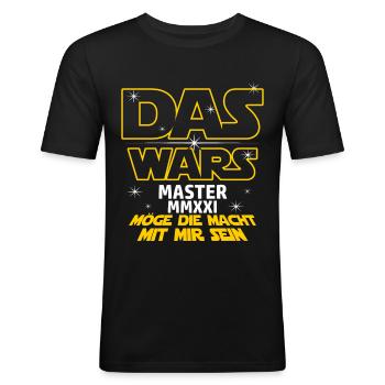 Das Wars Master 2021 Abschluss Masterabschluss Uni - Männer Slim Fit T-Shirt - Schwarz - Vorne - Nik (191cm)