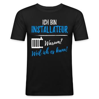 Klempner - Männer Slim Fit T-Shirt - Schwarz - Vorne - Nik (191cm)