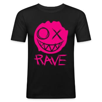 Damen Techno Rave - Männer Slim Fit T-Shirt - Schwarz - Vorne - Nik (191cm)