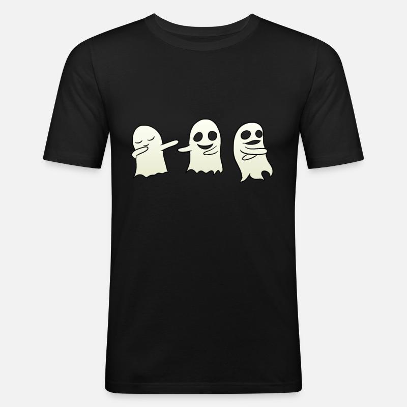 Dancing Ghost - Männer Slim Fit T-Shirt - Schwarz