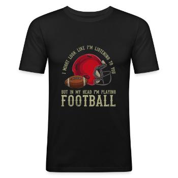 Football américain - T-shirt près du corps Homme - noir - Devant - Nik (191cm)