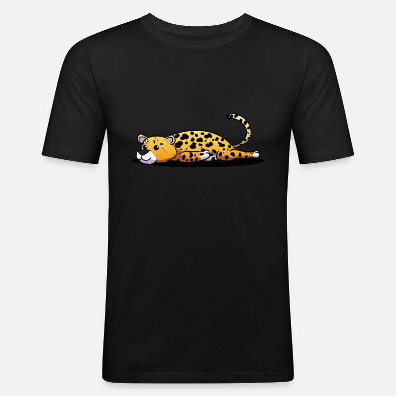 Leopard - Männer Slim Fit T-Shirt - Schwarz