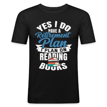 Book Pension - Men's Slim Fit T-Shirt - black - Front - Nik (191cm)