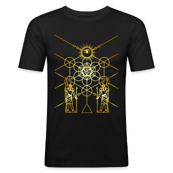 Egyptian sacred geometry universe - Men's Slim Fit T-Shirt - black - Front - Nik (191cm)