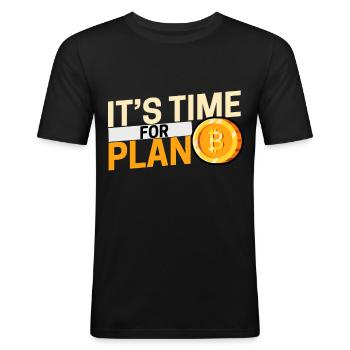 bitcoin - Männer Slim Fit T-Shirt - Schwarz - Vorne - Nik (191cm)