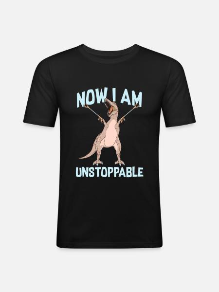 Dinosaurs unstoppable - Männer Slim Fit T-Shirt - Schwarz