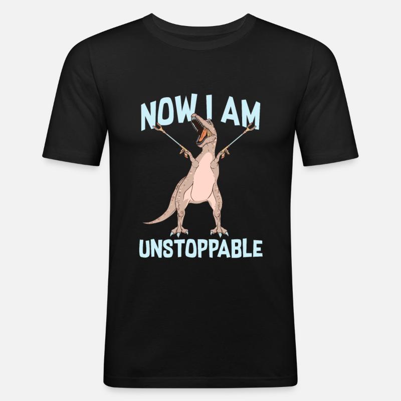 Dinosaurier unstoppable - Männer Slim Fit T-Shirt - Schwarz