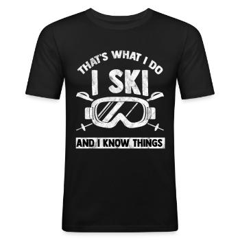 Ski - Männer Slim Fit T-Shirt - Schwarz - Vorne - Nik (191cm)
