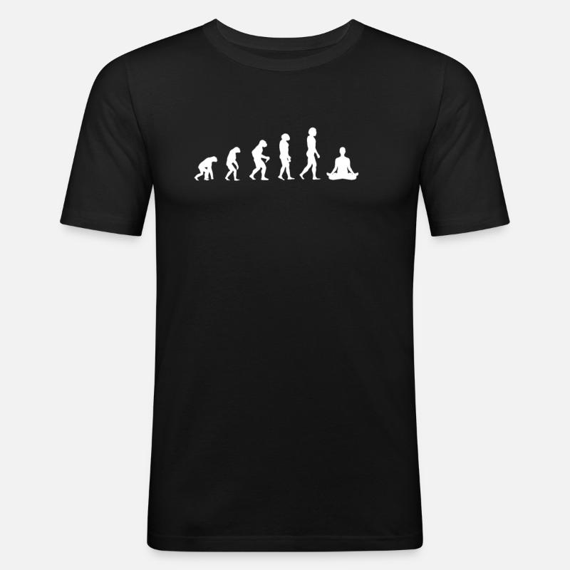 évolution de la méditation - T-shirt près du corps Homme - noir