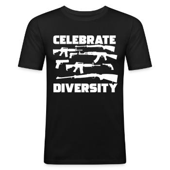 Celebrate Diversity Second Amendment Pro Gun Enthu - Men's Slim Fit T-Shirt - black - Front - Nik (191cm)