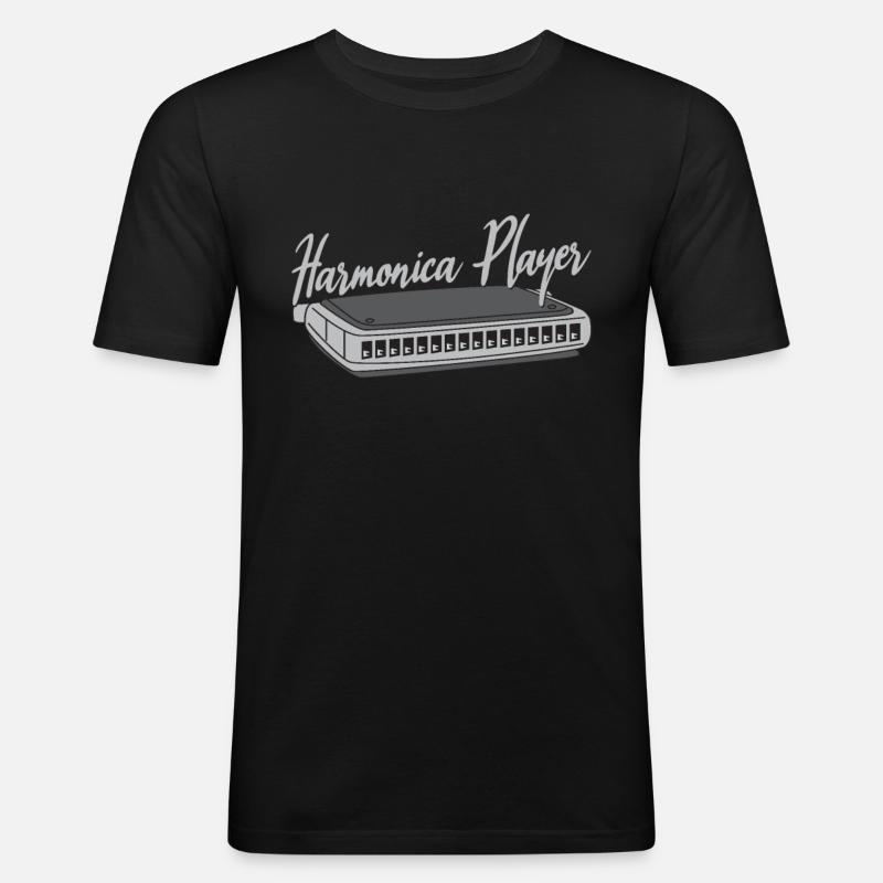 Harmonica Player Harmonica Harmonica cadeau - T-shirt près du corps Homme - noir