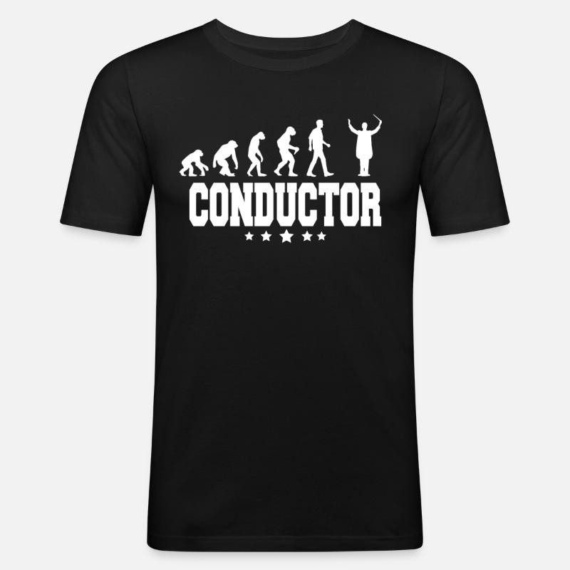 evolution of conductor - Männer Slim Fit T-Shirt - Schwarz
