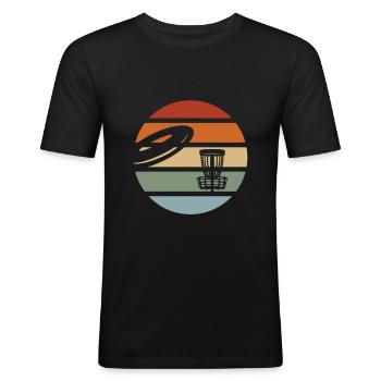 Disc Golf Disc-Golf Frisbee Retro Vintage Outfit - Männer Slim Fit T-Shirt - Schwarz - Vorne - Nik (191cm)