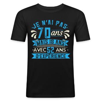 Anniversaire 70 Ans Cadeau - T-shirt près du corps Homme - noir - Devant - Nik (191cm)