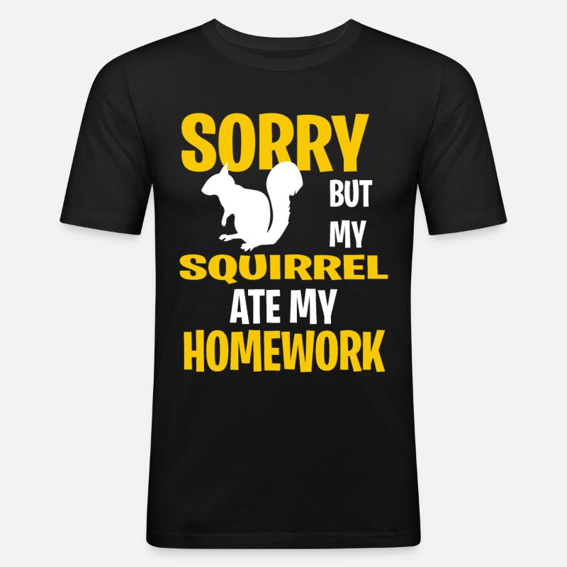 Funny Squirrel Present Idea - Men's Slim Fit T-Shirt - black