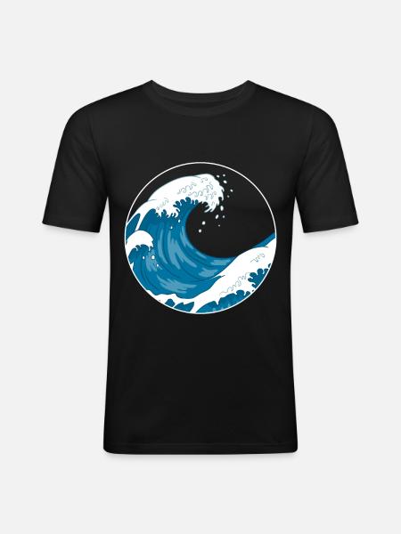 The Great Wave Before Kanagawa Hokusai Gift - Men's Slim Fit T-Shirt - black