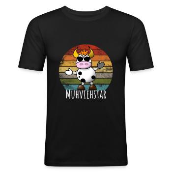 Landwirt Muhviehstar - Männer Slim Fit T-Shirt - Schwarz - Vorne - Nik (191cm)