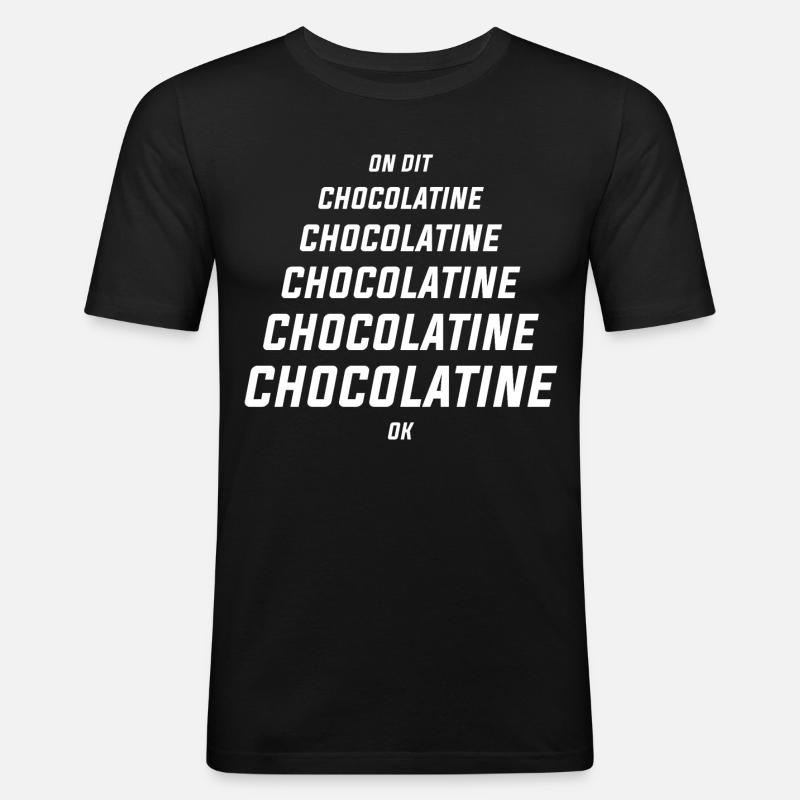 Chocolatine - Männer Slim Fit T-Shirt - Schwarz