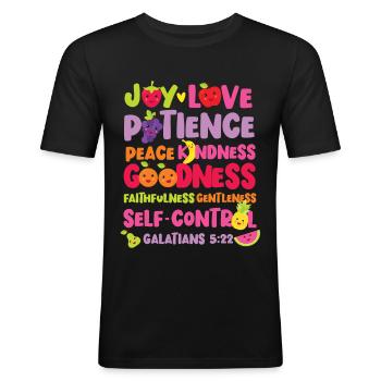 Religion biblique chrétienne - T-shirt près du corps Homme - noir - Devant - Nik (191cm)