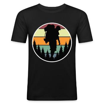 Hiking - Männer Slim Fit T-Shirt - Schwarz - Vorne - Nik (191cm)