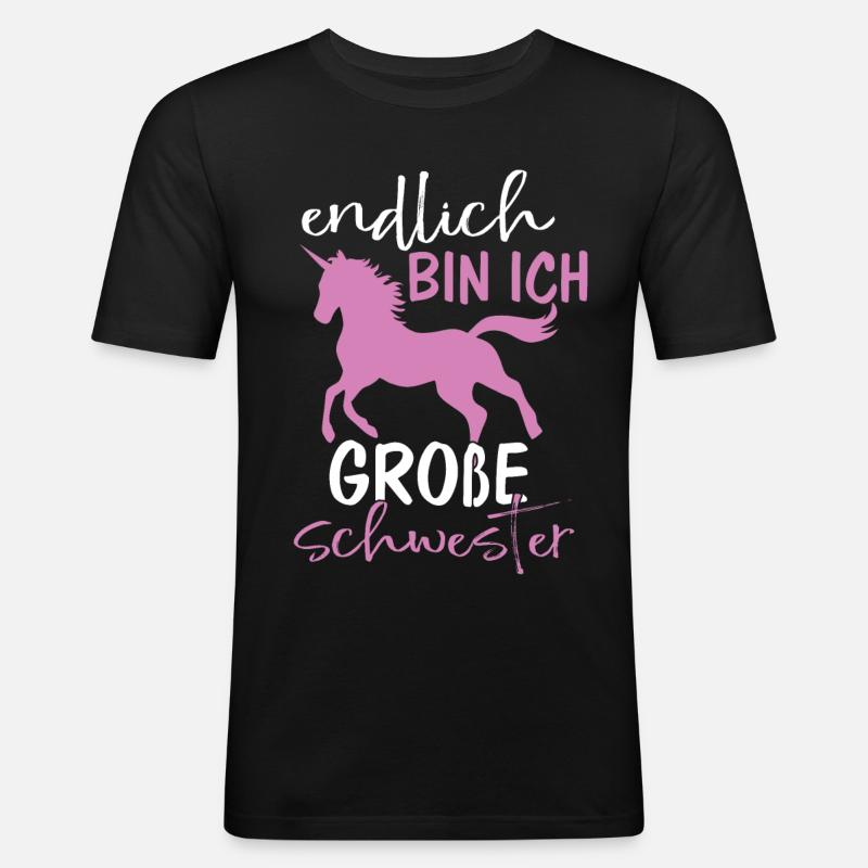Endlich bin ich große Schwester - Männer Slim Fit T-Shirt - Schwarz