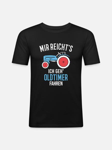 Trecker Oldtimer Landwirt Geschenkidee - Männer Slim Fit T-Shirt - Schwarz