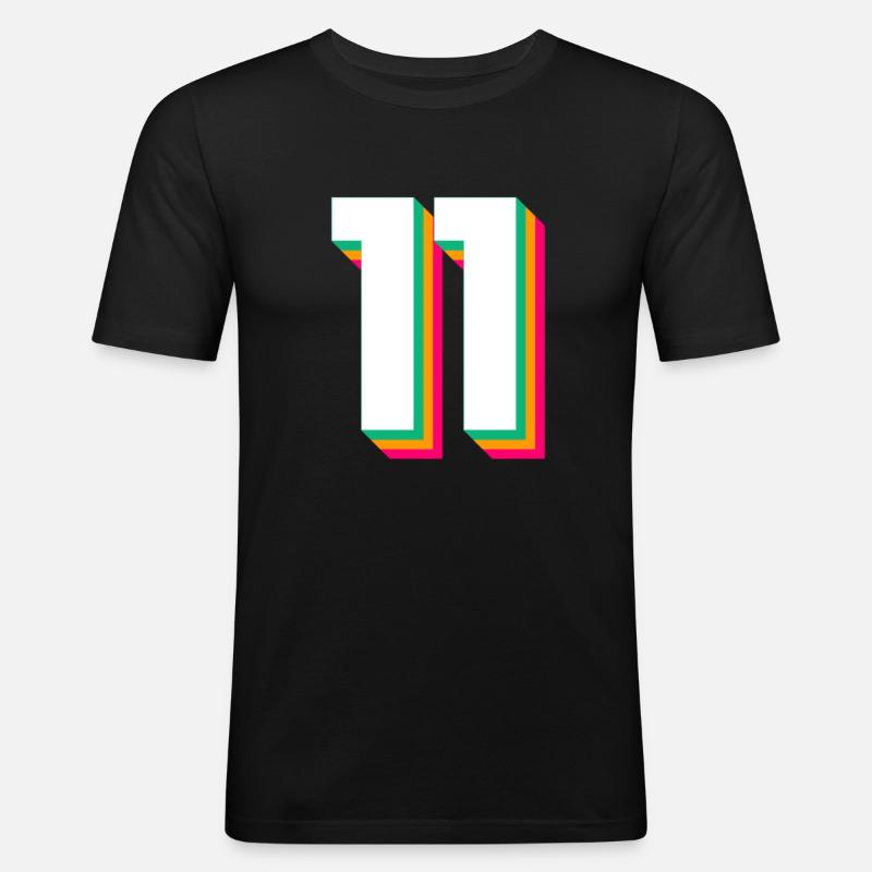 11 - Männer Slim Fit T-Shirt - Schwarz
