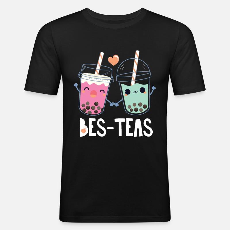 Bubble Tea - Männer Slim Fit T-Shirt - Schwarz