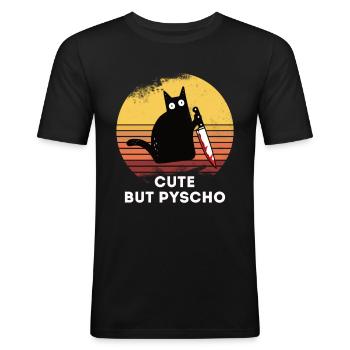 Cute But Psycho - Men's Slim Fit T-Shirt - black - Front - Nik (191cm)