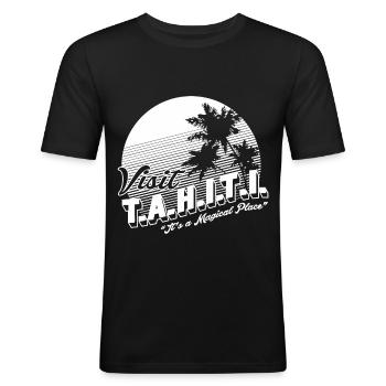 Tahiti. It's a Magical Place Shield - Men's Slim Fit T-Shirt - black - Front - Nik (191cm)