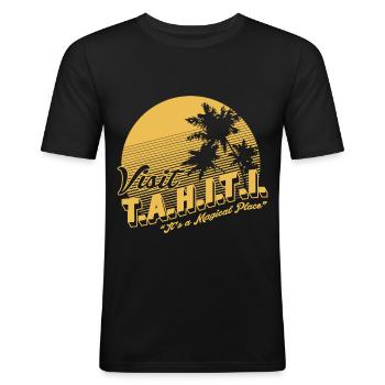 Tahiti. It's a Magical Place Shield - Men's Slim Fit T-Shirt - black - Front - Nik (191cm)