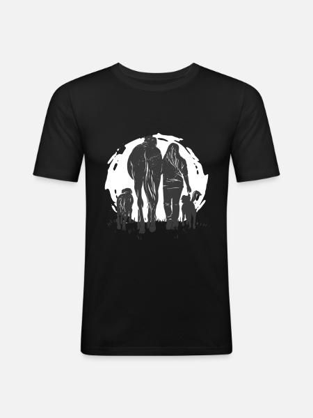 cheval fille chien amour - T-shirt près du corps Homme - noir