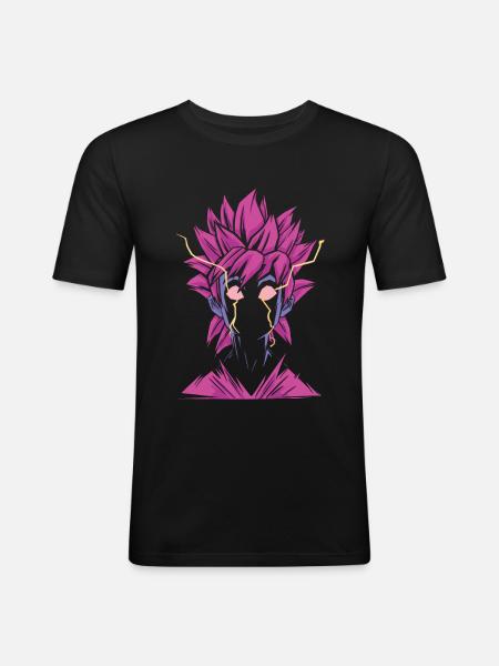 Manga Superheld Figur - Männer Slim Fit T-Shirt - Schwarz