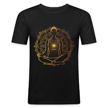 Budda Meditation Buddism Enlightenment Deity - Men's Slim Fit T-Shirt - black - Front - Nik (191cm)