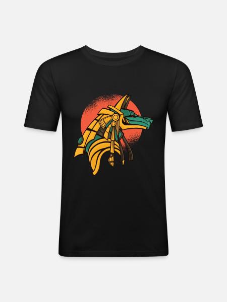 Mythologie égyptienne Anubis Pyramiede Toteng dieu - T-shirt près du corps Homme - noir