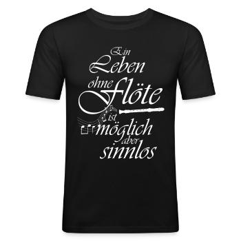 Blockflöte Orchester flöte Instrument Musiker Holz - Männer Slim Fit T-Shirt - Schwarz - Vorne - Nik (191cm)
