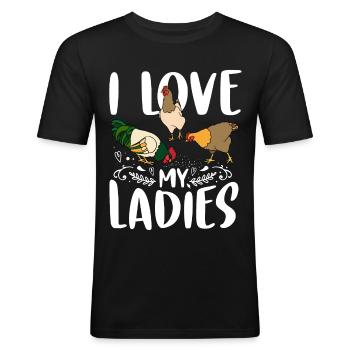 Poulet poulet poule poulet oissière poulet oissière - T-shirt près du corps Homme - noir - Devant - Nik (191cm)